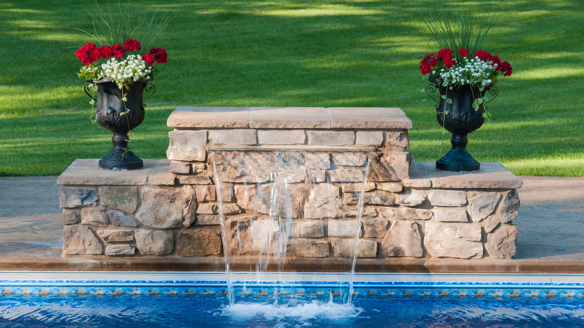 beautiful pool waterfalls